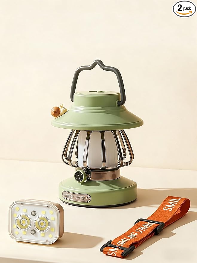 Kids Adventure Light Set: Kids Camping Lantern & Motion Sensor Headlamp, USB-C Rechargeable, Hands-Free Headlight for Hiking, Sleepovers & Outdoor Explorations – Perfect Gift for Young Explorers