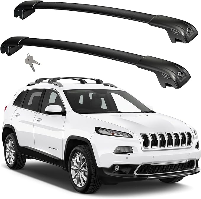 300lbs Roof Rack Cross Bars Compatible with Jeep Cherokee 2014-2023 (Not for Jeep Grand Cherokee), Aluminum Lockable Car Roof Rails Crossbar for Rooftop Cargo Luggage Kayak Canoe Bike Snowboard