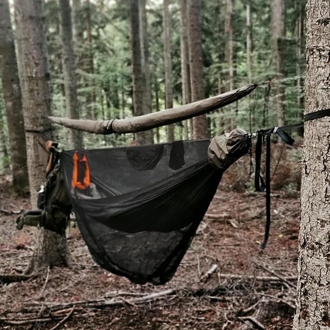 onewind 11ft Camping Hammock with Bugnet, Portable Double Hammock with Mosquito Net, Backpacking Hammock with Net Adjustable Ridgeline Tree Straps for Outdoor Hiking Backpacking, OD Green