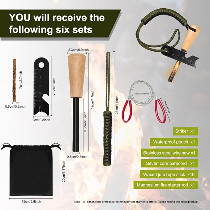 Fire Starter Kit with Ferro Rod & Tinder – Easy Survival Fire Starter for Camping, Hiking, Bushcraft & Emergency, Works in Rain, Wind & Cold, Perfect for Beginners & Outdoor Enthusiasts