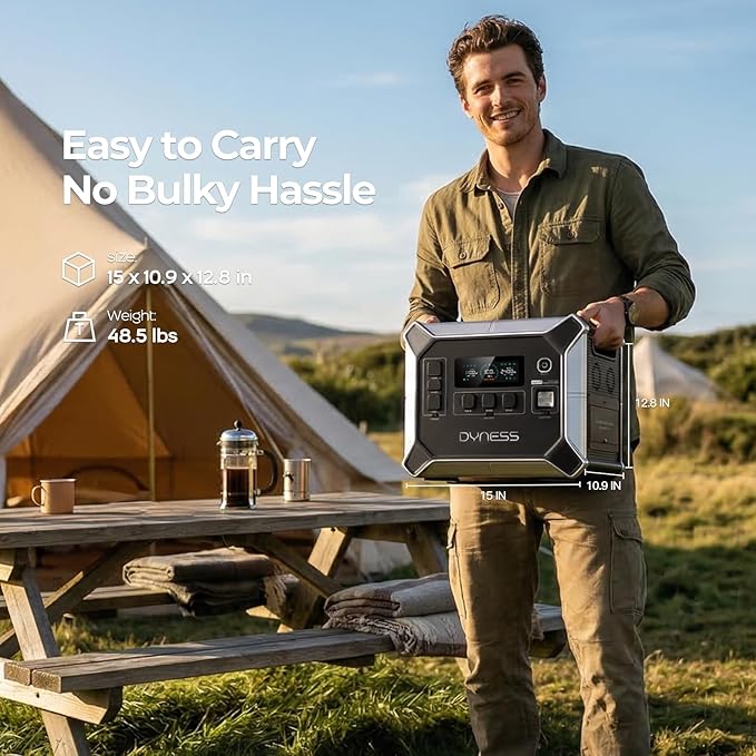 DYNESS 2048Wh Portable Power Station, 2400W Solar Generator with UPS, APP Control, LiFePO4 Battery, 13 Outputs, Quiet Backup Power for Home, RV, Camping
