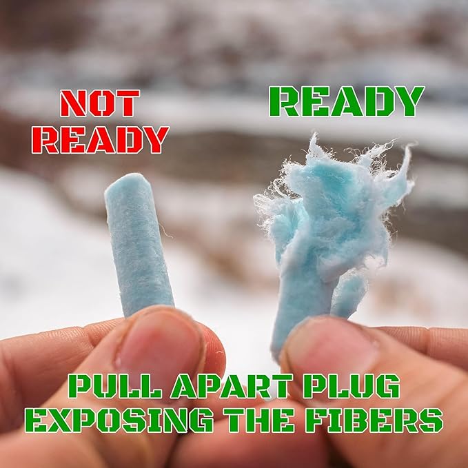 FIRE Starter Plugs (50 Pack) Extreme Winter & Weather Resistant Can Light 50+ Fires for Survival, Campfires, Fireplace, BBQ, Grill, Extra Long Burn Time | Perfect for Emergency Survival Kits