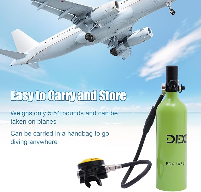 Mini Scuba Tank, 0.5L/1L Mini Diving Tank 5-10/15-20 Minutes Underwater Breath Device Portable Diving Oxygen Tank Kit, Portable Lung Tank for Emergency Rescue Underwater Exploration