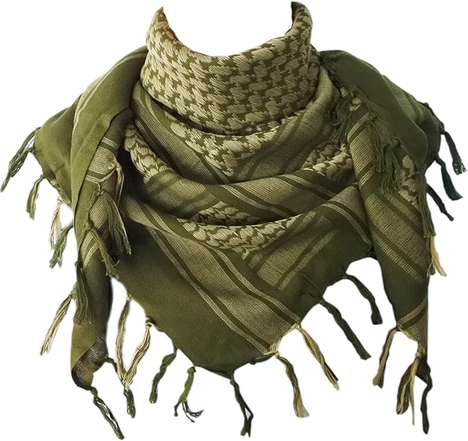 Explore Land Cotton Shemagh Keffiyeh Tactical Desert Scarf Neck Head Wrap with Tassel for Men Women