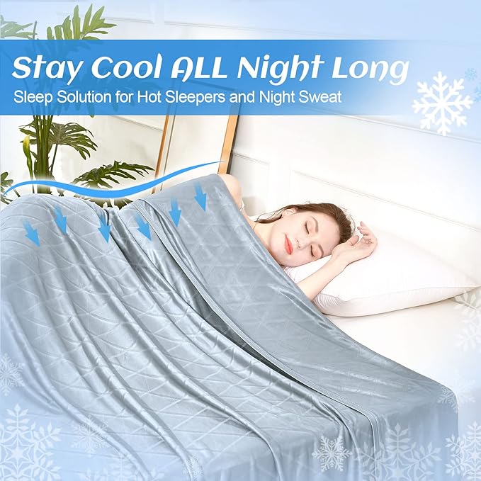 Ailemei Direct 【Upgraded Fabric Cooling Blanket for Hot Sleepers, King Size Lightweight Breathable Summer Bed Blankets, Q-Max >0.5 Jade Fiber,Keep Body Cool Hot Flashes Night Sweats,108"x90"