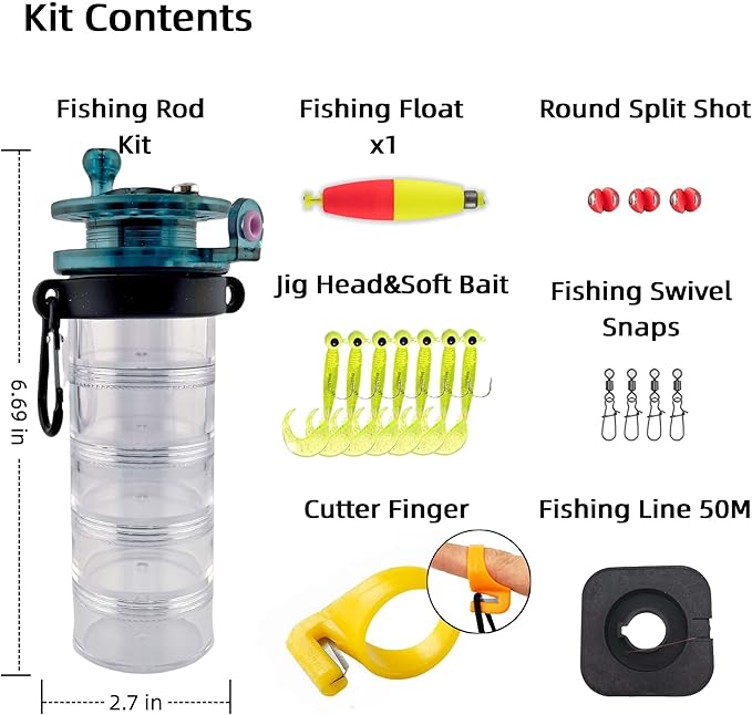 Pocket All-in-One Fishing Rod Small Pen Fishing Pole for Camping Bushcraft Survival Compact Emergency SurvivalFishingRod Fishing Gear Gifts for Starter Fisherman Survivalist Hiker Camper
