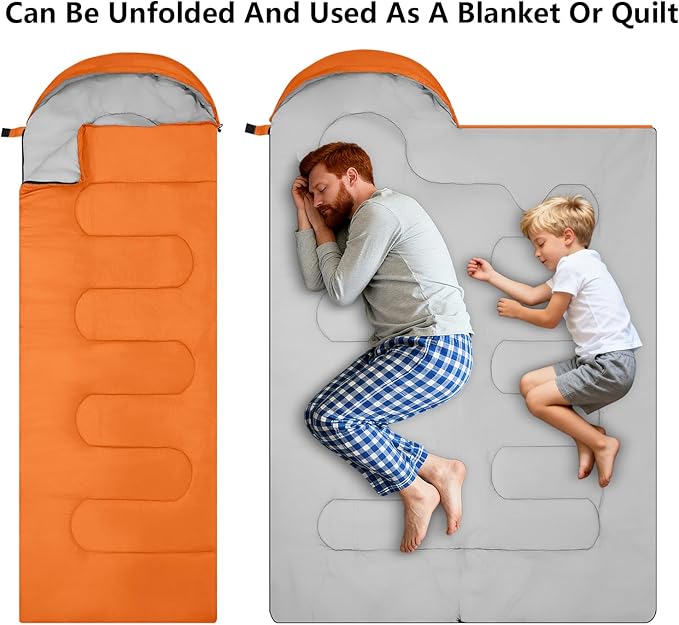 Sleeping Bags, Lightweight Camping Sleeping Bag for Adults, Kids, Hiking, Outdoor, Travel, Cold Weather & Warm