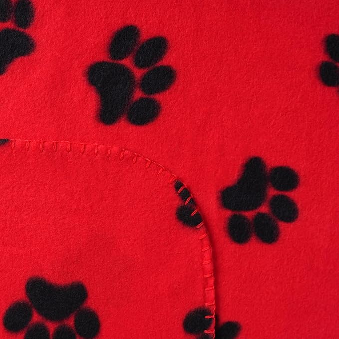 ZYFZCYBL Fleece Throw Blankets Lightweight Warm Soft Cozy Pet-Friendly Bulk Fleece Throw Blanket Solid for Home Bed, Sofa，Office,Gifts, Couch (Pack of 6-50 x 60 inch，Red Black Paw Print)