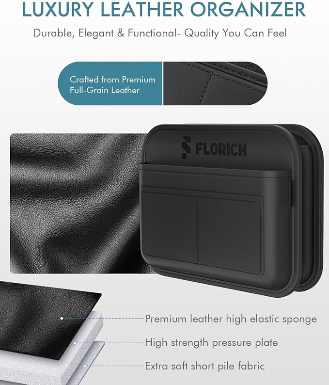 FLORICH Car Door Organizer, Small Leather Foldable Hanging Organizer and Trash Can 2-in-1, Multi-Function Mini Storage Box Garbage Can for Car Back Seats and Side Door-2Pack