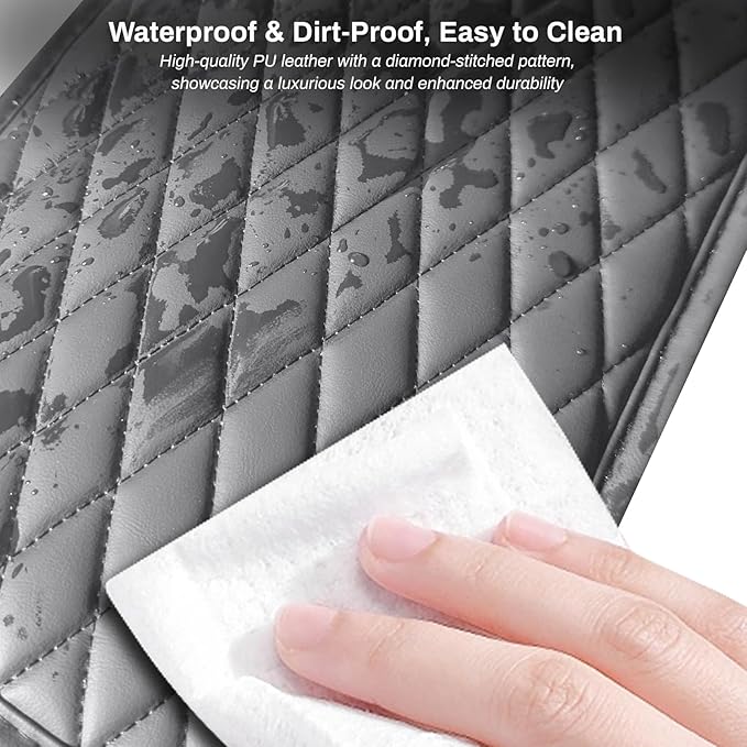 Car Center Console Cover, Upgraded Microfiber Leather Car Arm Rest Cover with 2 Storage Bags, Universal Armrest Cover for Car Storage Box Car Interior Accessories Protector for Most Vehicle-Gray