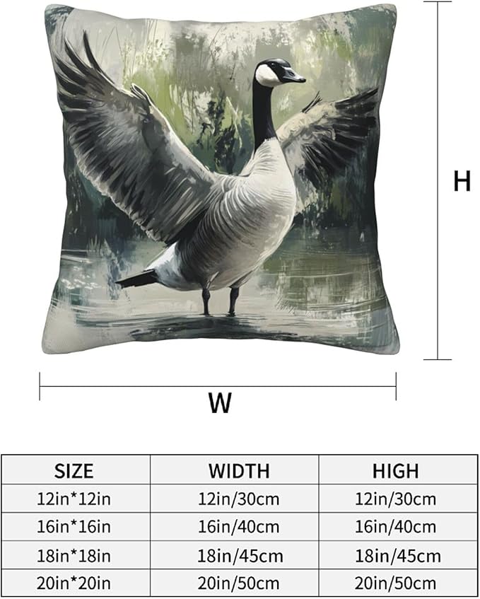 Ink Wash Painting Goose Throw Pillow Covers 18x18 inch Set of 2 Pillow Case Cushion Cover for Home Sofa Couch Living Room Car Decor