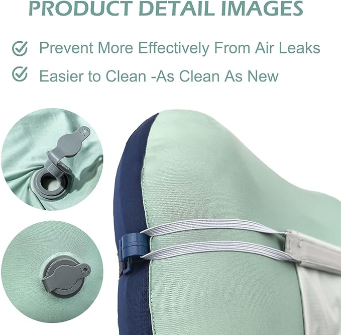 Inflatable Camping Pillow with Built-in Storage Bag & Cooling Ice Pack, Removable Washable Pillowcase, Ergonomic Lightweight Portable Air Pillow for Backpacking Hiking Travel Beach Outdoor