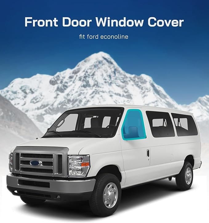 Front Door Window Covers(Pair) for Ford Econoline, Magnetic Insulated Blackout Window Sunshade, Foldable Design, AllSeasonGuard