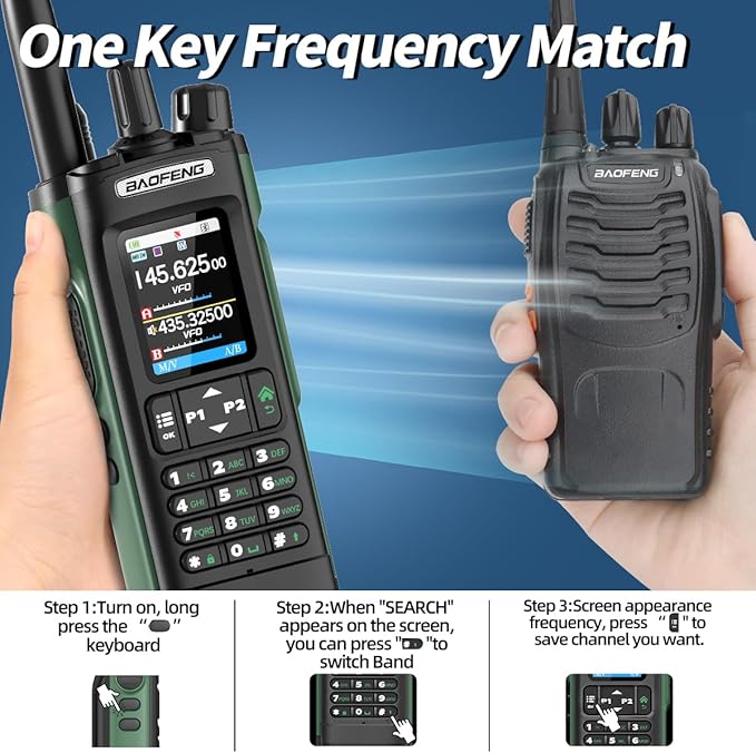 BAOFENG UV-32 Radio Ham Radio Handheld 10W Long Range Rechargeable NOAA Weather Receiver 5RM K5 Tactical Two Way Radio Walkie Talkie for Adults with GPS,USB-C Charging for Hunting Survival Gear,2Pack