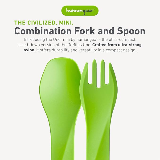 humangear GoBites Uno Mini 3-Pack - Travel & Camping Utensils - Portable & Compact Dining Ware - Food-Safe Material - Blue/Gray/Green, Uno Mini 3-Pack
