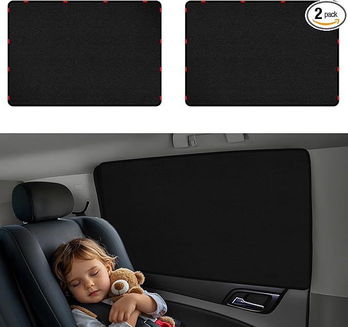 ZATOOTO Car Window Covers for Rear Privacy Car Shade for Baby Back Window Sunshade of Soft Suede UV Protection & Light Blocking Baby Sun Shades for Camping Eating and Rest, 16.69×31.5in