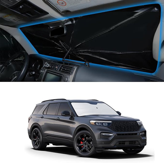 Windshield Sun Shade Umbrella Fit for 2020-2026 Ford Explorer SUV, ST XLT, Limited, Platinum Accessories Foldable Sunshade Sun Visor Protector Keep Car Cool
