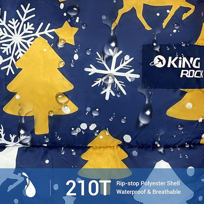 KINGROCK Sleeping Bags for Adults, Backpacking Portable Sleeping Bag, Waterproof and Warm to 23°F, Lightweight Winter Camping Essentials, Compact for Camping and Car Use (Color: Christmas)