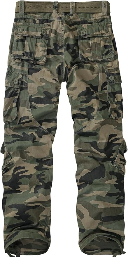Men's BDU Casual Military Pants, Tactical Wild Army Combat ACU Rip Stop Camo Cargo Work Pants Trousers with 8 Pockets