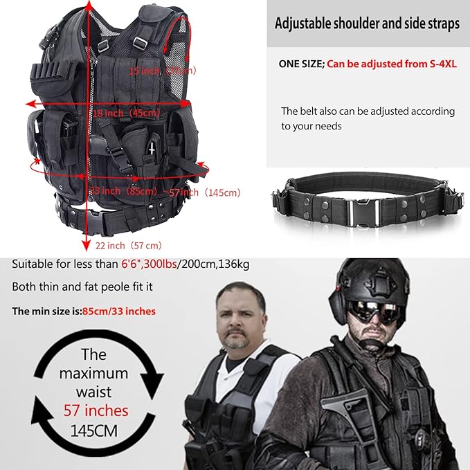 vAv YAKEDA Tactical Vest Outdoor Ultra-Light Breathable Training Airsoft Vest Adjustable for Adults
