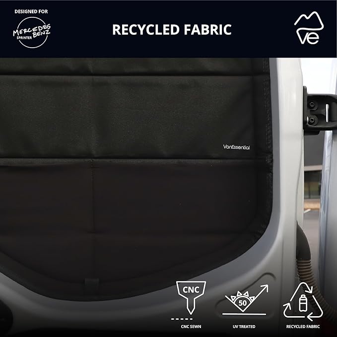 VanEssential Insulated Stealth Blackout Magnetic Window Covers Designed for Mercedes-Benz VS30 (Van Years 2019 to Current), Rear Door (Full Metal Door Frame) (Pair), Black