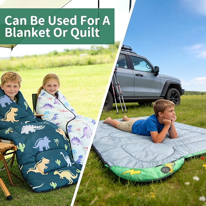 Kids Sleeping Bags - Camping Sleeping Bags with Carry Bag - Compact Sleeping Bag for Hiking, Backpacking 3 Season Warm & Cool Weather, Lightweight Waterproof Outdoor Travel for Boys Girls