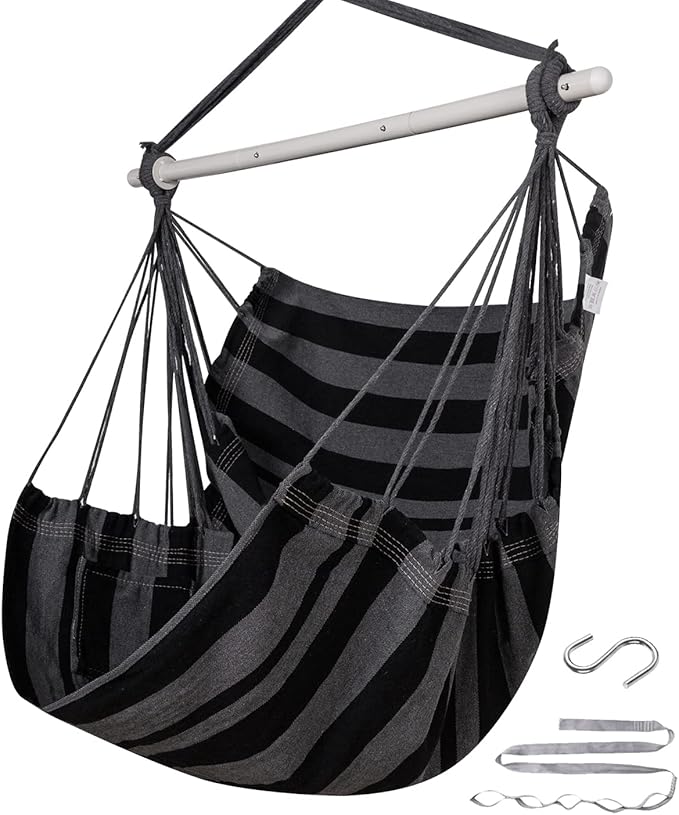 ADVOKAIR Hammock Chair Swing, Heavy-Duty Hanging Rope Swing Seat Supports 500 Lbs, Ideal for Outdoor Patio, Backyard, Porch, Deck & Indoor Bedroom Use