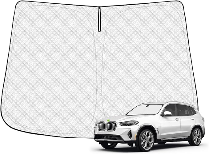 Canvcle Windshield Sun Shade for 2018-2024 BMW X3 Accessories Thicken 6-Layer Front Window Sunshade Cover Sun Visor Protector Foldable Block UV Rays Keep Vehicle Cool
