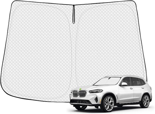 Canvcle Windshield Sun Shade for 2018-2024 BMW X3 Accessories Thicken 6-Layer Front Window Sunshade Cover Sun Visor Protector Foldable Block UV Rays Keep Vehicle Cool