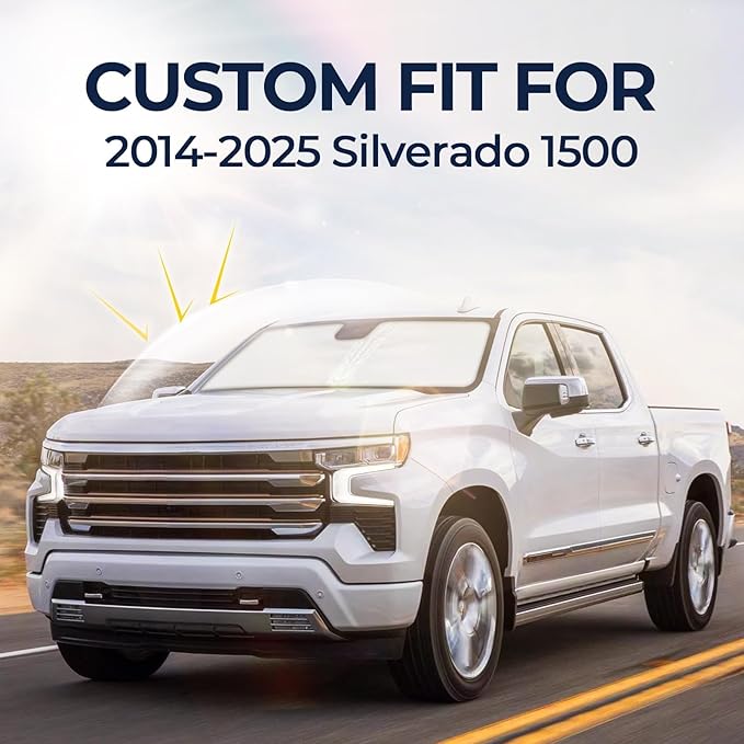 Side Window Sunshades for Chevrolet Silverado 1500 2014-2025, Customized for Chevy Silverado 1500 Car Front Window Sun Shades, Automatic Car Sun Shield Accessories, Blocks UV Rays