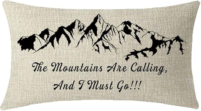 ITFRO Nice Gift to Sister Friends The Mountains are Calling and I Must Go Lumbar Waist Cotton Linen Throw Pillow Case Cushion Cover Couch Sofa Decorative Oblong 12x20 Inches (Mountain)