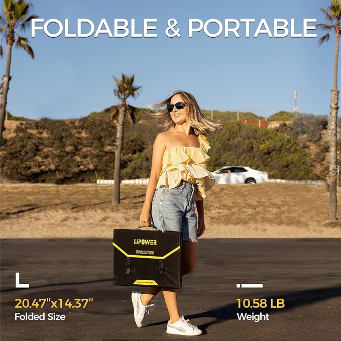 Lipower 100W Portable Solar Panel 18V, Foldable Solar Charger for Lipower Power Sation, Jackery/Anker/FlashFish/Bluetti/Goal Zero/Rockpals Power Station and with USB, Type-C PD Output