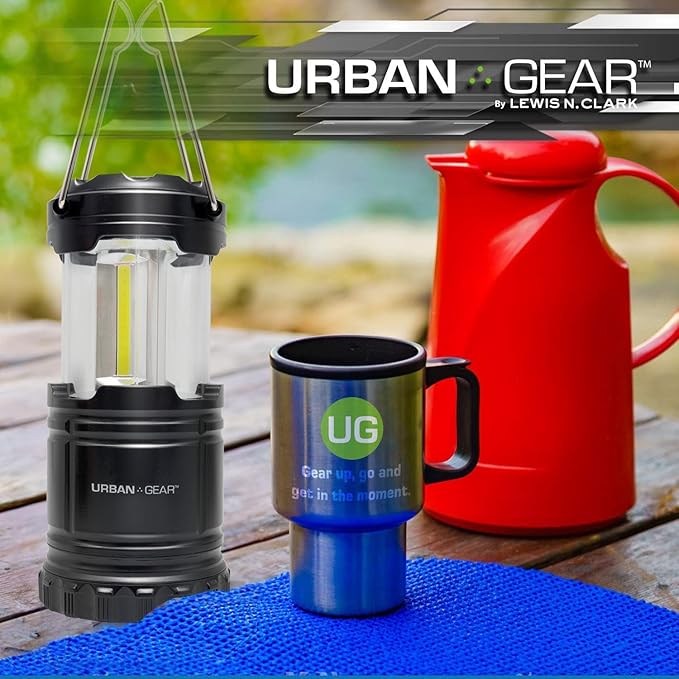 Lewis N. Clark Collapsible Camping Lantern | LED Portable Lantern for Indoor or Outdoor Use | Waterproof Lamp with Batteries Included | for Camping, Backpacking, Hiking, or Power Outage | Black