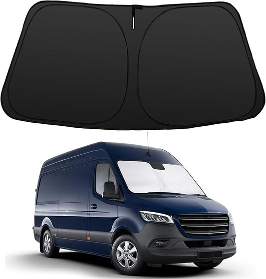 Windshield Sun Shade Foldable Sun Visor Protector Custom Fit 2007-2024 2025 Sprinter Freightliner Cargo Crew Passenger Motorhome Accessories