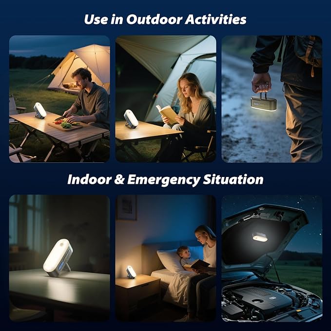 Clemas Portable LED Camping Lantern, Rechargeable Motion Sensor Lights, USB Lightweight Hanging Tent Lights, IPX5 Waterproof Emergency Magnet Light for Indoor Outdoor Power Outages Hiking Hurricane