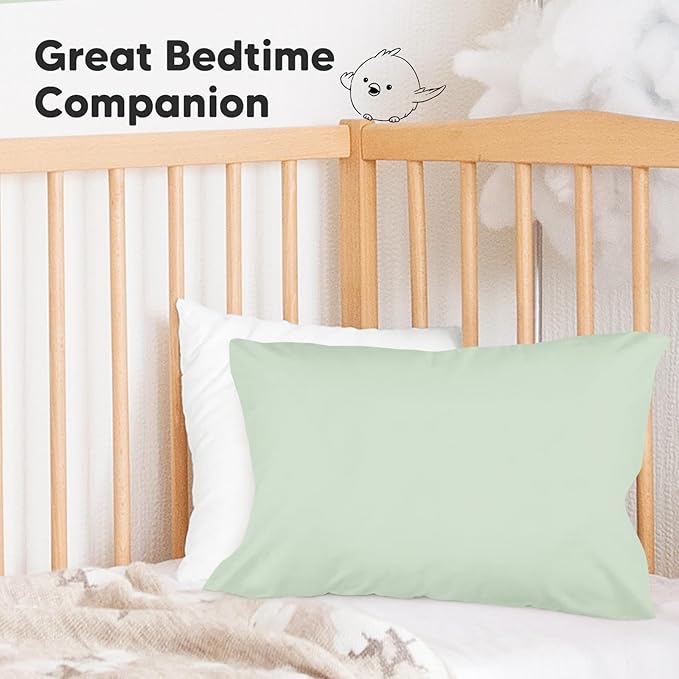 KeaBabies Toddler Pillowcase 13"x18" - Organic Cotton Toddler Pillowcase for Kids, Boys, Girls, Soft & Durable Cotton Cover for Miniature Sleepy Pillows, Cute Colors, Pillow Sold Separately (Sage)