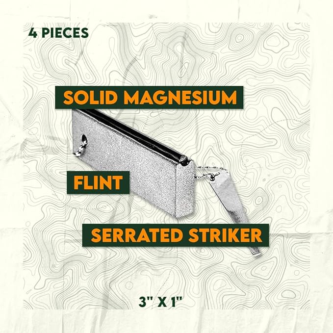 SE 2-in-1 All-Weather Magnesium Firestarter Kit - FS374, 4 Pack