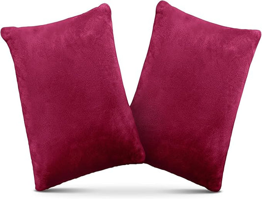 1 MIDDLE ONE 2 Pack Small Pillow, Memory Foam Mini Pillow 11 X 7 Inches for Travel, Sleeping, Nap and Neck, Knee, Lumbar Support, Tiny Cushion for Pet, Dogs (Burgundy)