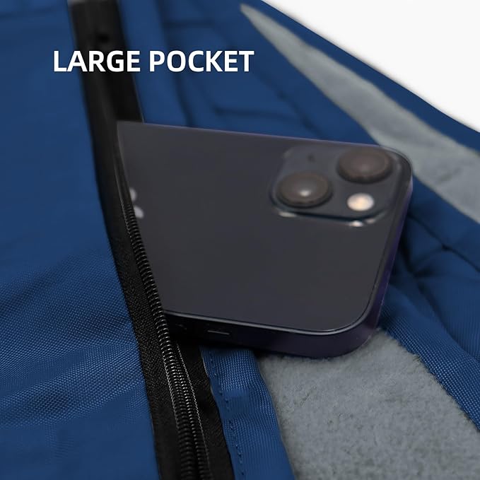 Large Outdoor Waterproof Blanket Extra Thick Fleece Stadium Blanket for Camping, Car, Pet, Picnics - Windproof, Wearable, Machine Washable 80" x 58" (Deep Blue,Hooded)