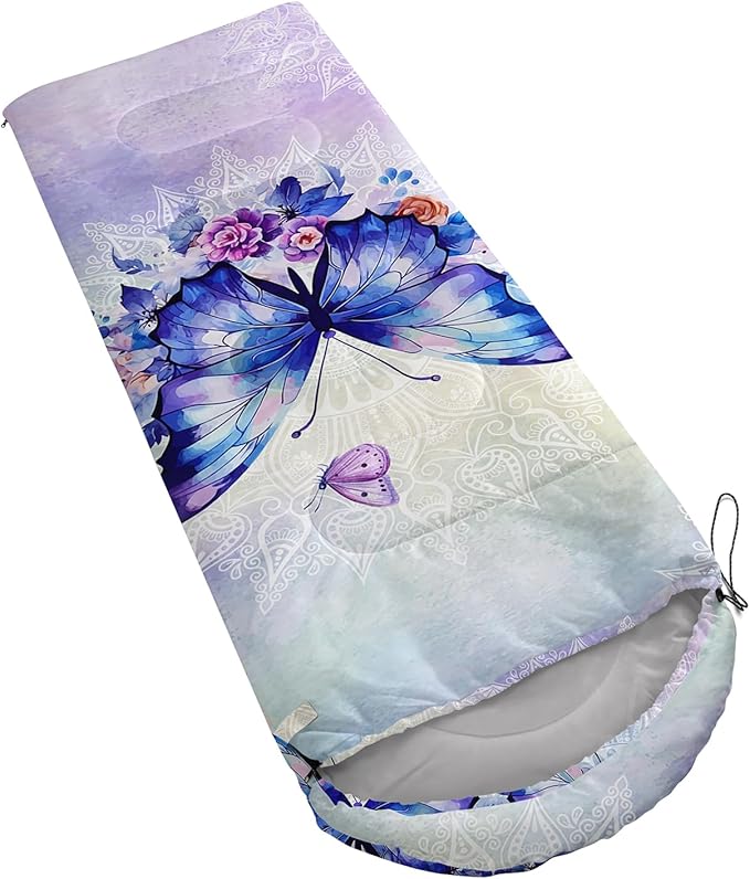 QOOMO Axolotl Cute Camping Sleeping Bags,3 Season Warm & Cool Weather,Lightweight,Waterproof Sleeping Bags for Adults & Kids,Traveling,and Outdoors