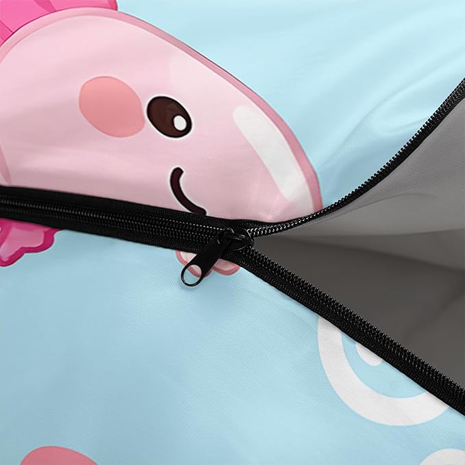 QOOMO Axolotl Cute Camping Sleeping Bags,3 Season Warm & Cool Weather,Lightweight,Waterproof Sleeping Bags for Adults & Kids,Traveling,and Outdoors