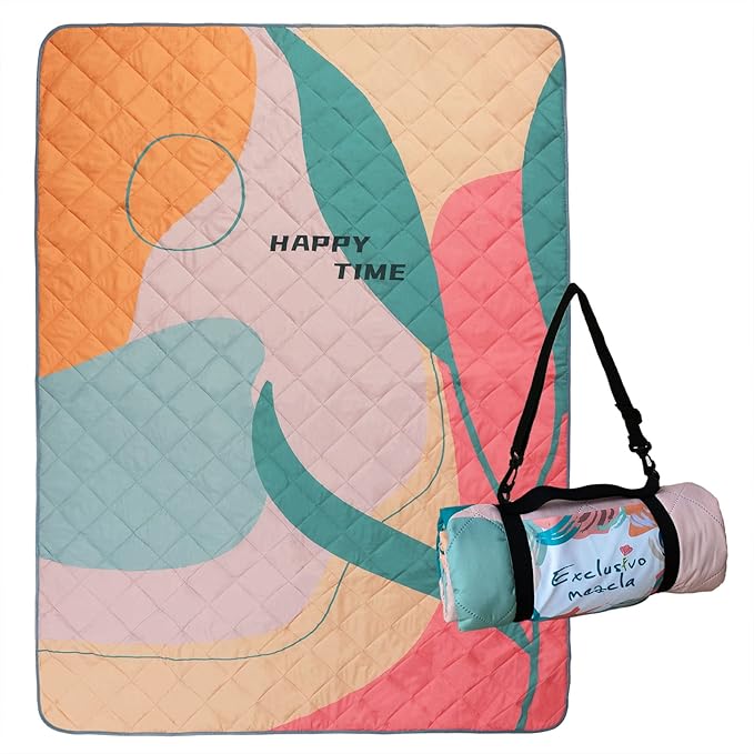 Exclusivo Mezcla Waterproof Picnic Blankets 60x80 Inch, 3 Layer Extra Large, Sandproof and Foldable Outdoor Blanket for Beach Camping, Park and Travel