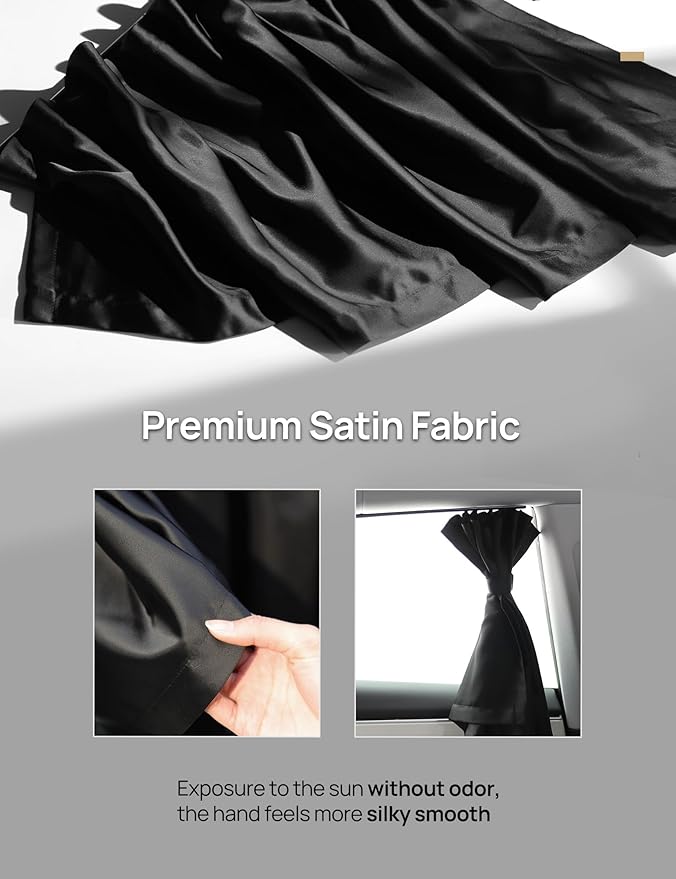 TPARTS Side Window Sun Shade for Tesla Model Y 2021-2026 (Including Model Y Juniper), Privacy Curtain Blinds Front & Rear Window Shade Blackout Drapes Set of 4 (Standard, Premium, Performance)