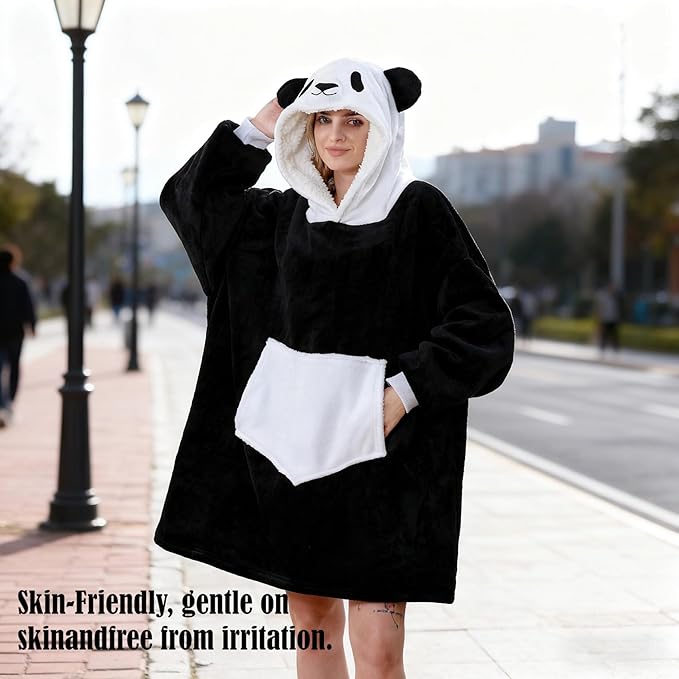 Oversized Hoodie Blanket, Wearable Blanket sweatshirt, Ultra Soft Sherpa Fleece Comfy Snuggle Hoodie