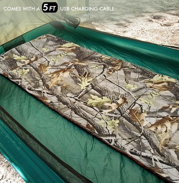 Heated Sleeping Bag pad, 3 Adjustable Temperature Levels, Operated by 5V/2A USB Power Supply(A-Woods, 76" x 24")