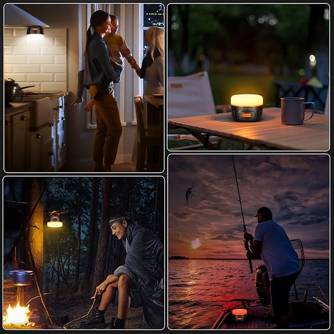 Yonktoo Rechargeable LED Camping Lantern 1000LM, 300H Runtime, 6400mAh, IPX5 Waterproof Tent Light for Camping, Hiking, Power Outages, Home, Emergency Use - Wireless Remote Edition,Orange