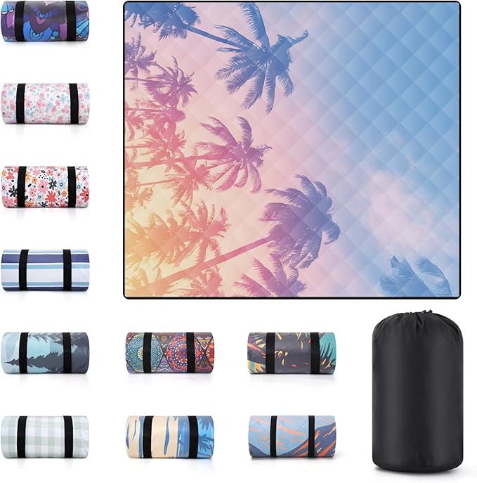 60x80" Picnic Blankets Waterproof Outdoor Huge Sand Free Beach Blanket Windproof Soft Patio Concert Ground Mats Backpacking Camping Travel Essentials Summer Outside Hawaii Vacation Stuff Gifts