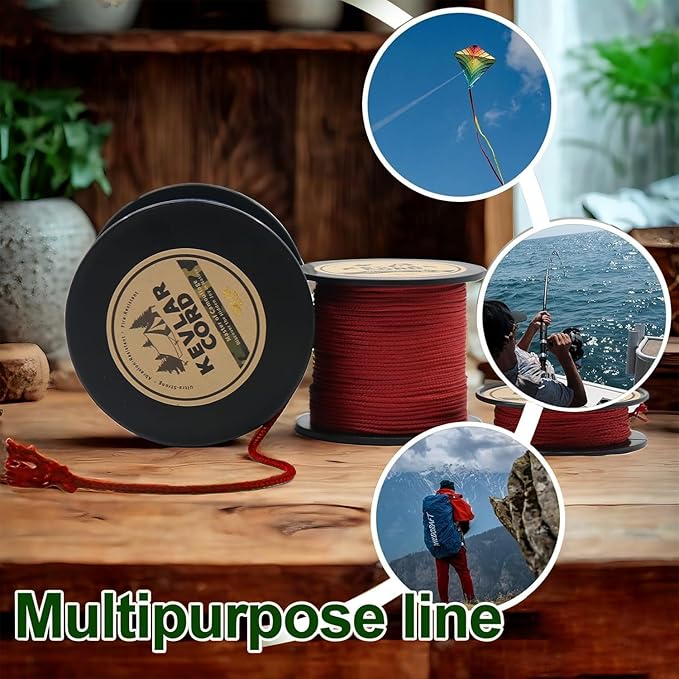 9KM DWLIFE Red Kevlar Cord – Ultra-Strong, Lightweight & Abrasion-Proof Survival Rope for Camping, Tactical Gear, Hammock Ridgeline, Trip Wire