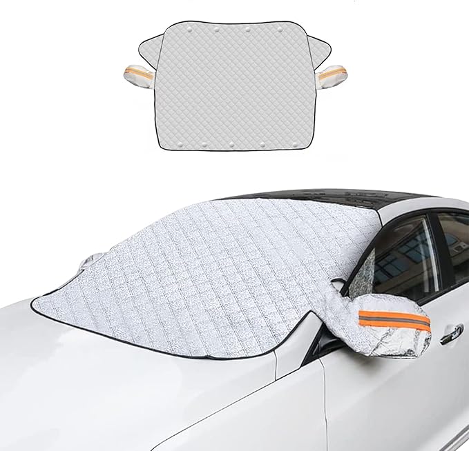 Car Windshield Snow Cover, Magnetic Windshield Snow Cover 4-Layer Protection for Snow, Ice, Frost, Sunlight, Car Windshield Cover with Side Mirror Protector Fit for Most Cars Sedan Compact SUV