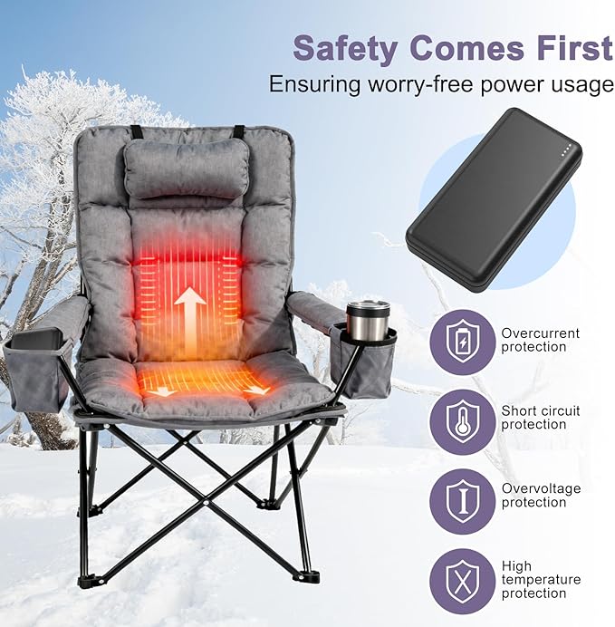5V2A Battery Pack for Electric Heated Camping Chair, Heated Blanket, Hunting Seat Pad, Sleeping Bag USB Power Bank Camping Work Power (Black, Milliamp Hours, 2000)